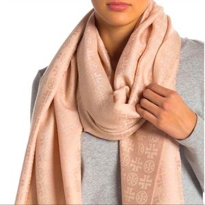 COPY - Tory Burch Lurex Traveler Oblong Scarf blush new